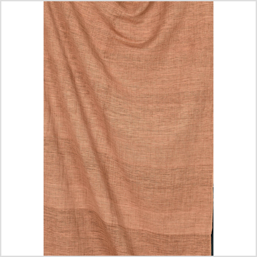 Rust brown orange cotton fabric, natural textured handwoven, medium-weight, rustic farmhouse feel Thai handloom autumn color cloth PHA328