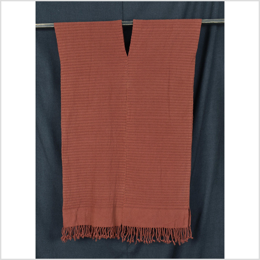 Rust, copper brown handwoven tribal textile, Karen Hmong fabric, Thai bohemian neutral tunic AW3