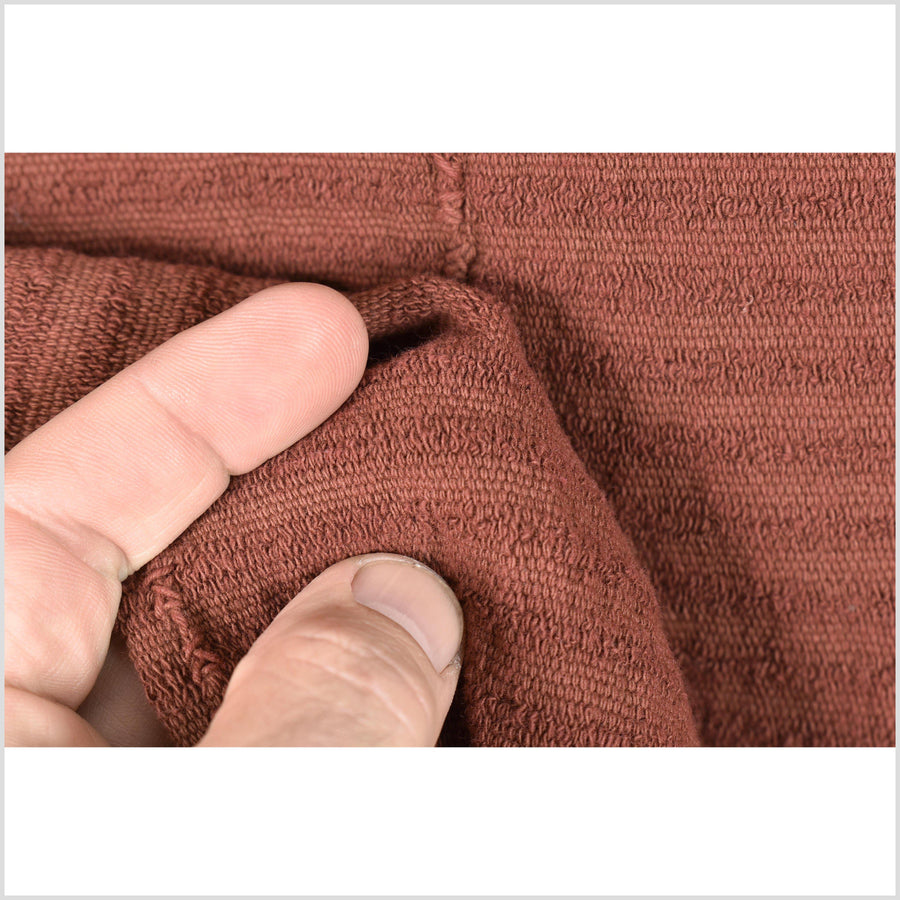 Rust, copper brown handwoven tribal textile, Karen Hmong fabric, Thai bohemian neutral tunic AW4
