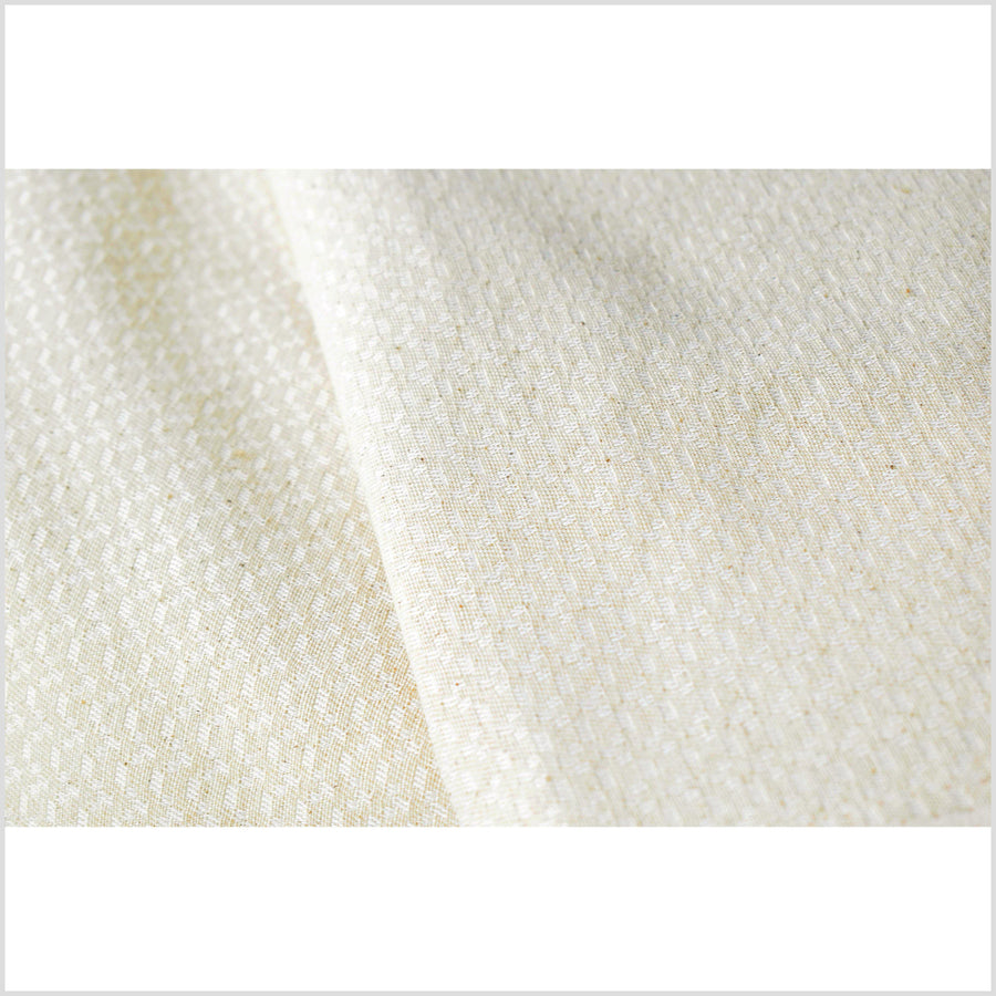 Rustic and neutral white and beige pattern woven cotton fabric by the yard, tight weave, durable, textured, unbleached, medium weight PHA154