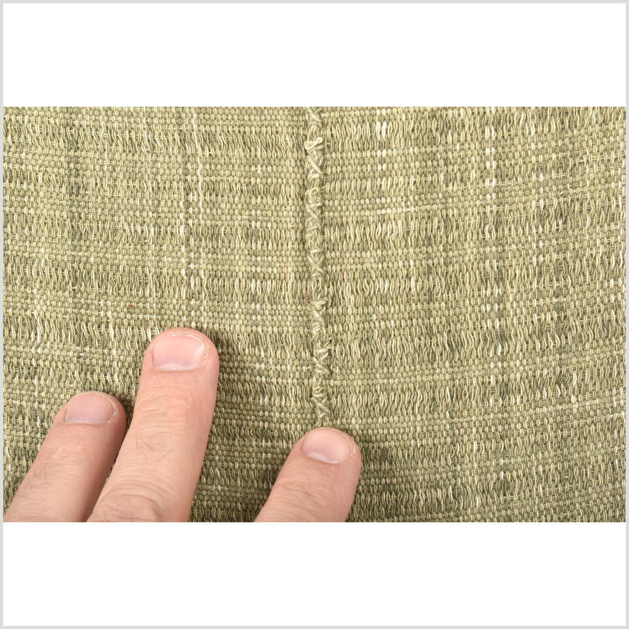 Sage green olive tribal 22 in. square pillow, handwoven cotton, ethnic solid cushion, Hmong neutral, natural organic dye VV92