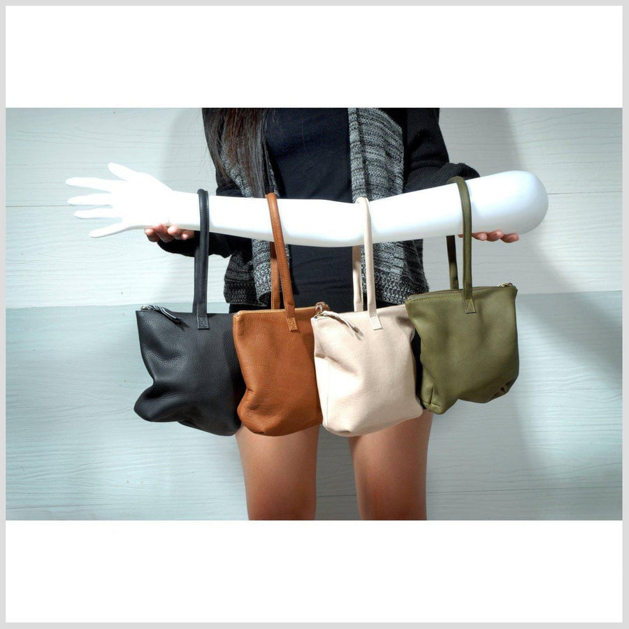 Small beige leather purse, leather wrist bag, soft leather clutch, lea –  Water Air Industry
