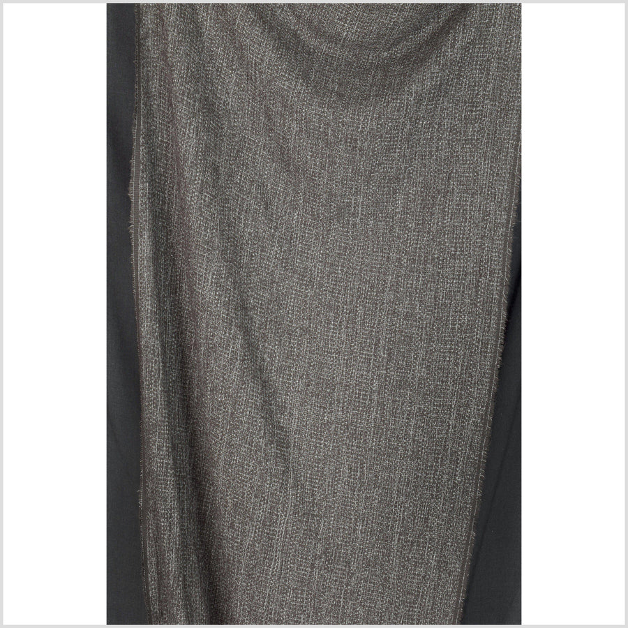 Smokey dark warm gray, kinky stretch cotton, loose weave crochet effect, neutral black fabric, sold by the yard, PHA226