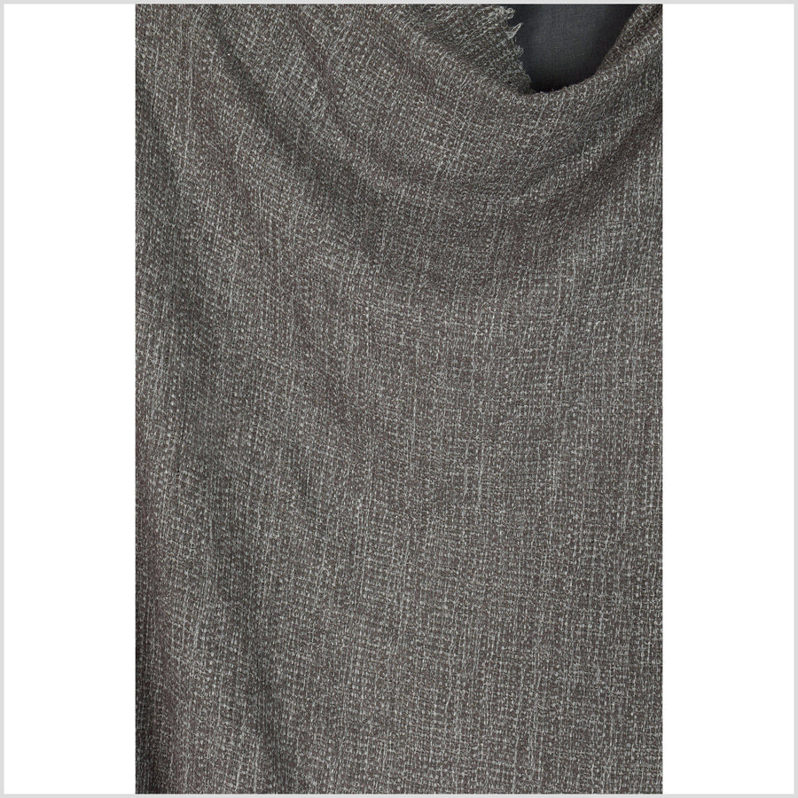 Smokey dark warm gray, kinky stretch cotton, loose weave crochet effect, neutral black fabric, sold by the yard, PHA226