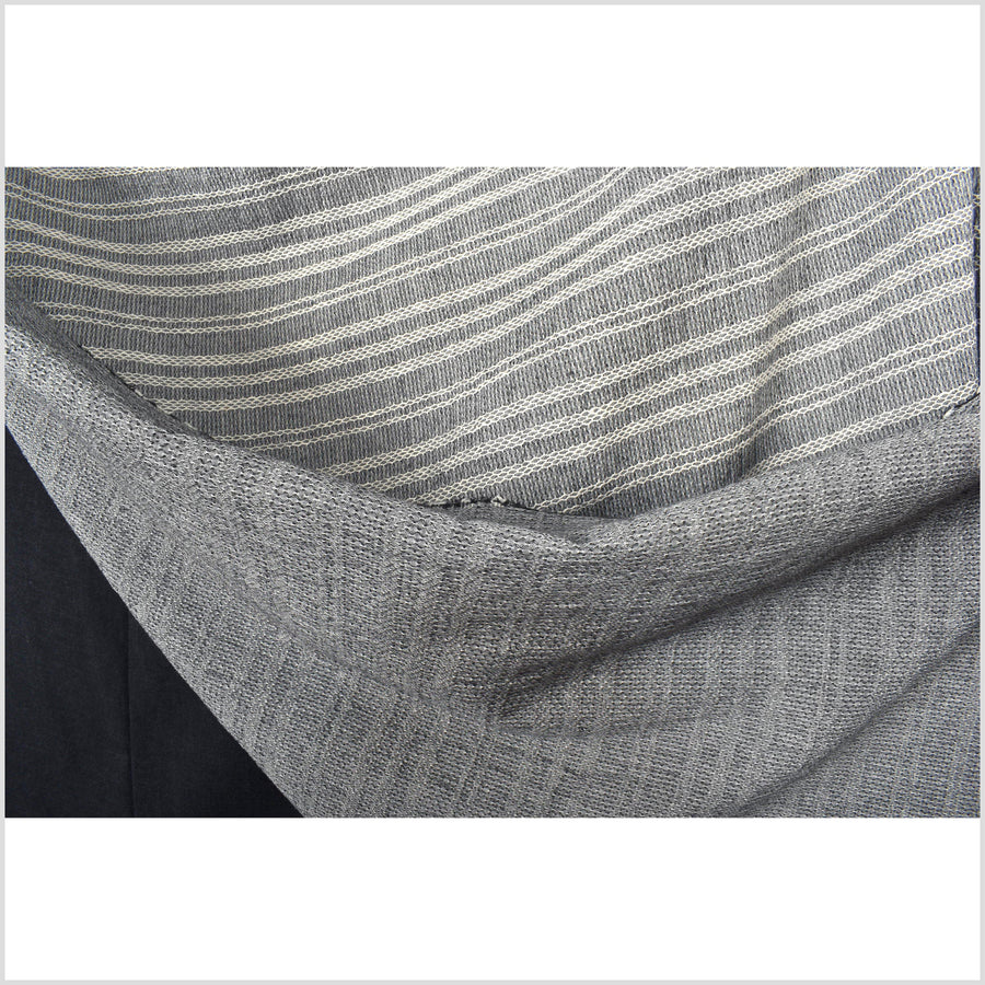 Steel gray melange stretchy cotton, mesh appearance, stripes, soft with great texture and draping PHA121