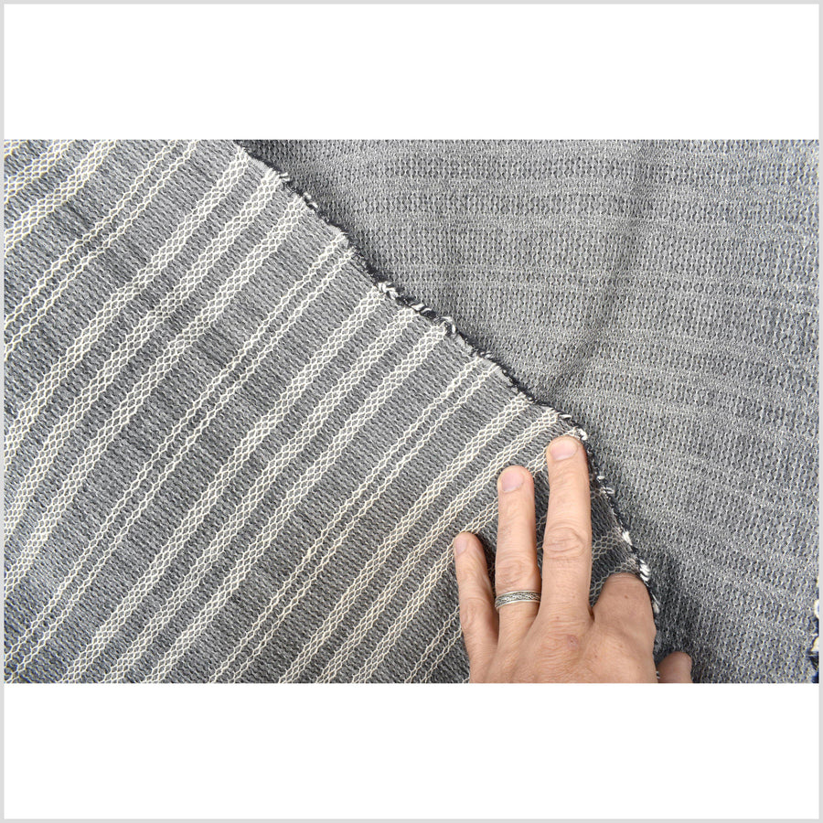 Steel gray melange stretchy cotton, mesh appearance, stripes, soft with great texture and draping PHA121
