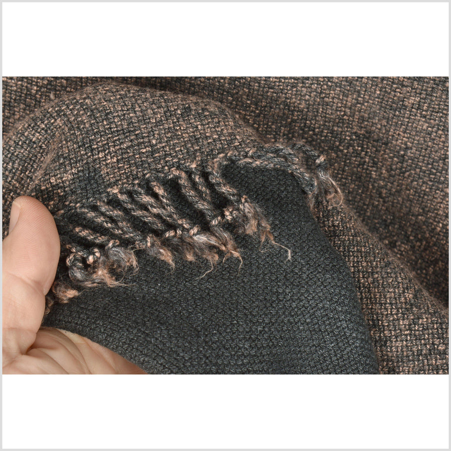 Stonewashed 100% hemp black brown rust scarf, runner, fabric. Super soft, silky, and pliable and full of brio! PO41