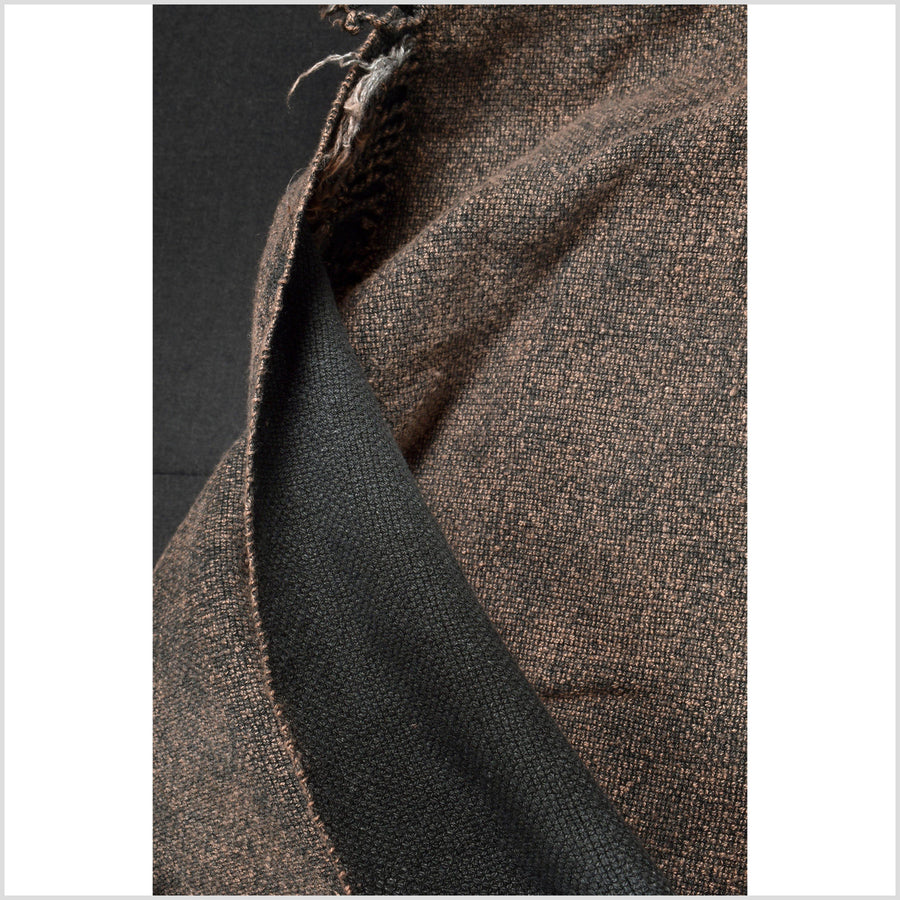 Stonewashed 100% hemp black brown rust scarf, runner, fabric. Super soft, silky, and pliable and full of brio! PO41