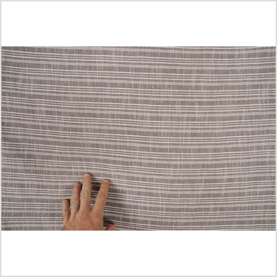 Striped brown and off-white 100% cotton fabric, lightweight crepe material, by the yard PHA37