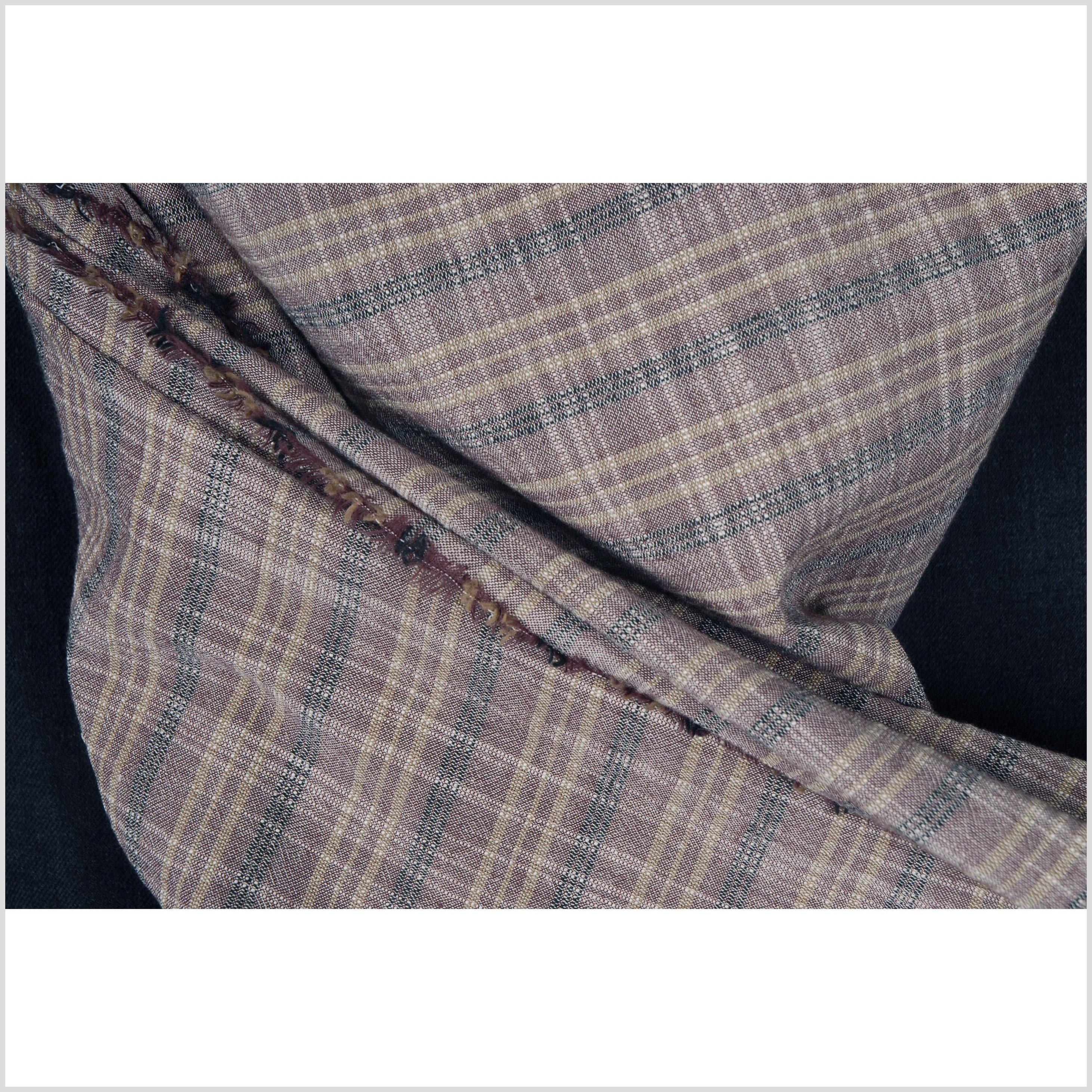 Striped brown, beige, and black 100% cotton fabric, lightweight crepe ...