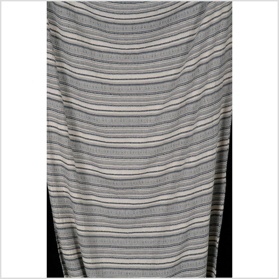 Striped cotton crepe fabric, lightweight cream, off-white fabric with horizontal black striping, per yard PHA25