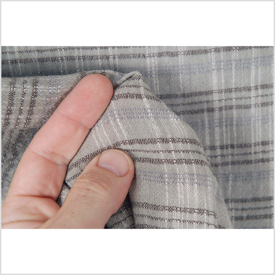 Striped gray and brown 100% cotton fabric, lightweight crepe material, by the yard PHA38