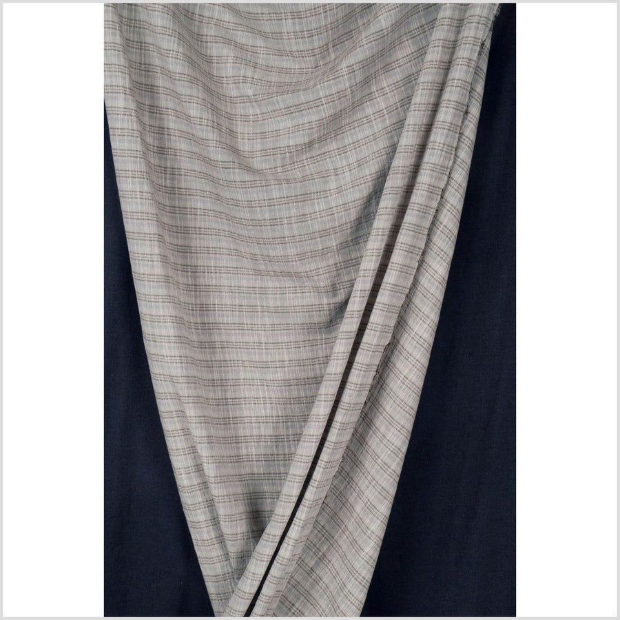 Striped gray and brown 100% cotton fabric, lightweight crepe material, by the yard PHA38