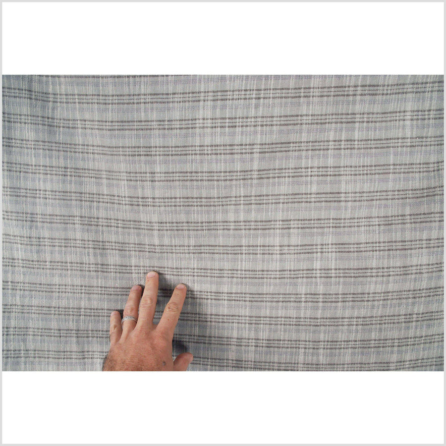 Striped gray and brown 100% cotton fabric, lightweight crepe material, by the yard PHA38