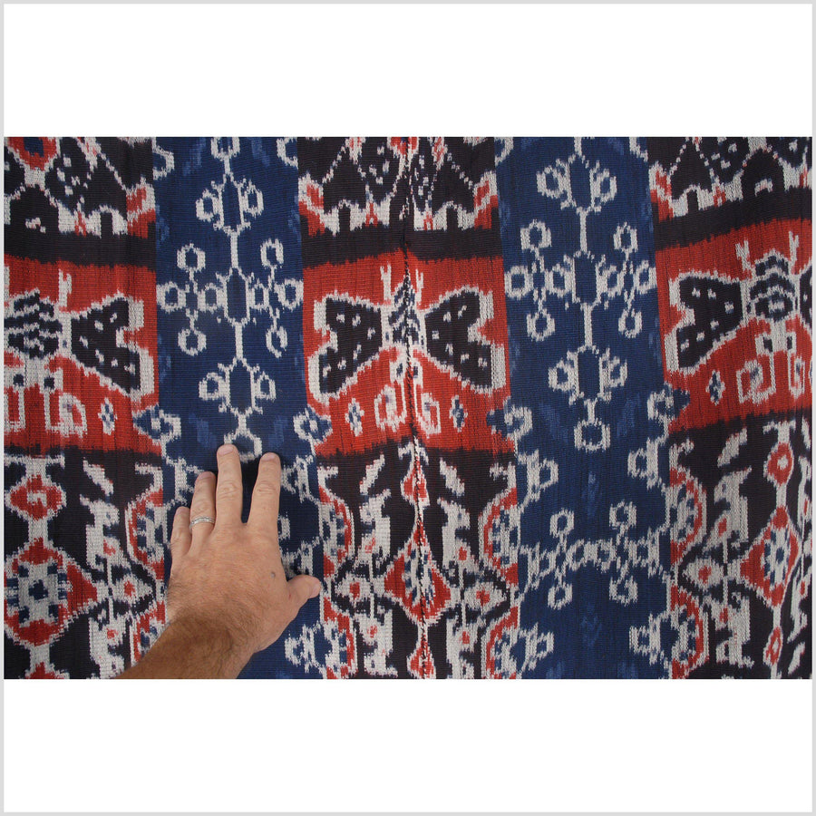 Sumba Ikat tribal tapestry blue red purple white cotton throw ethnic ikat cloth indigo blue Indonesian boho home decor handwoven cotton skirt sarong tapestry fabric CD19