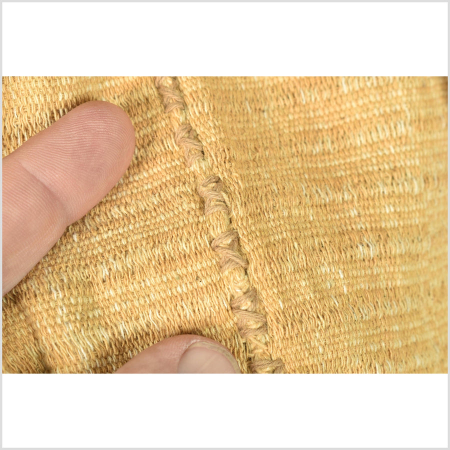 Sunny yellow, gold color, handwoven Hmong tribal runner, textured ethnic hill tribe fabric, boho minimalist home decor table textile RN35