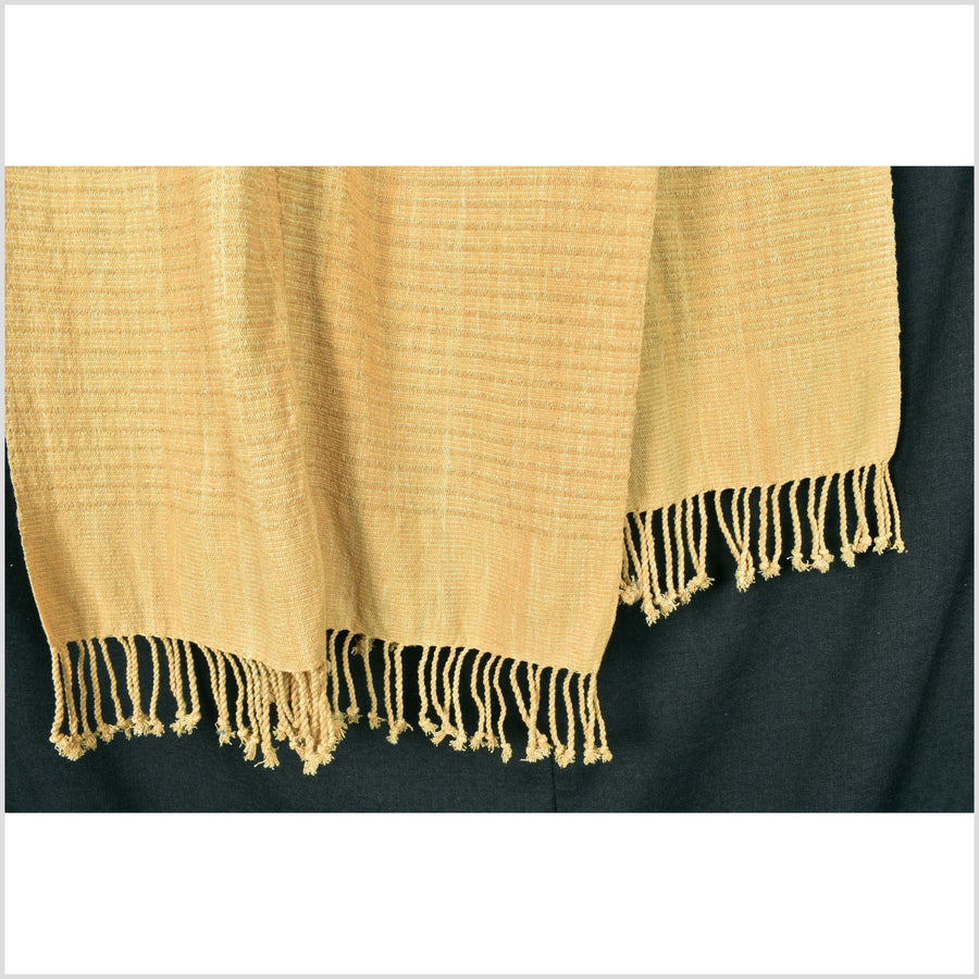 Sunny yellow, gold color, handwoven Hmong tribal runner, textured ethnic hill tribe fabric, boho minimalist home decor table textile RN35