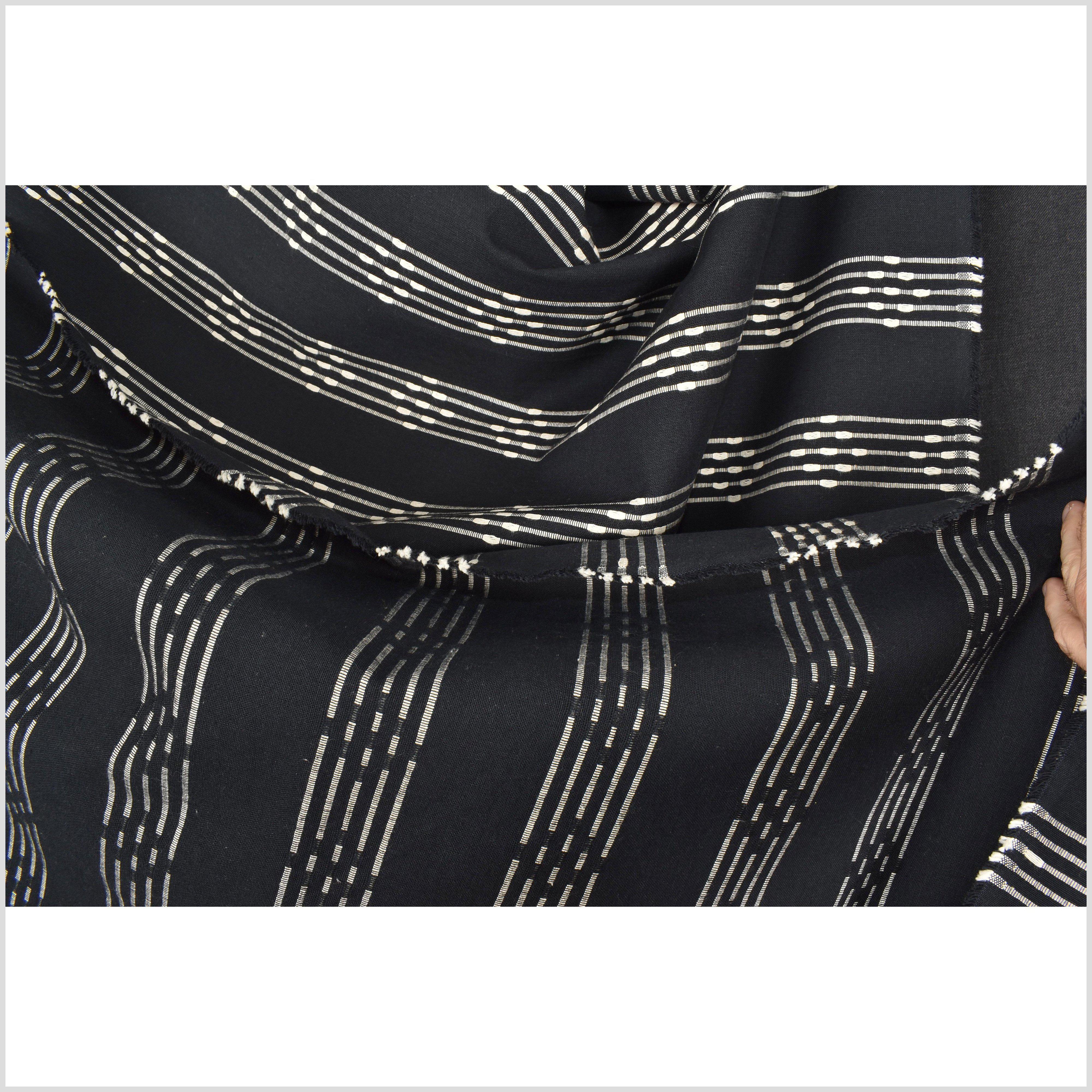 3 Meters Pure Cotton Woven Stripes Fabric, Black and White, Width 59  inches, for Garments and Home furnishings. : : Home & Kitchen