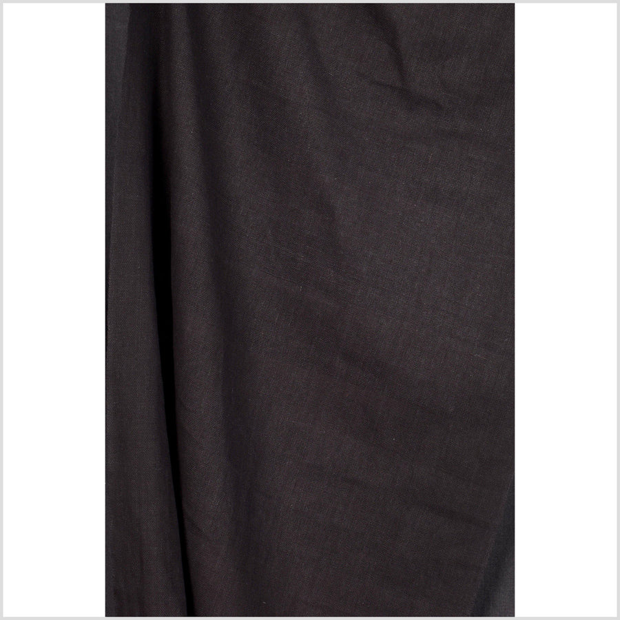 Super black, handwoven fat weave, 100% cotton neutral earth tone fabric, medium-weight, per yard PHA149