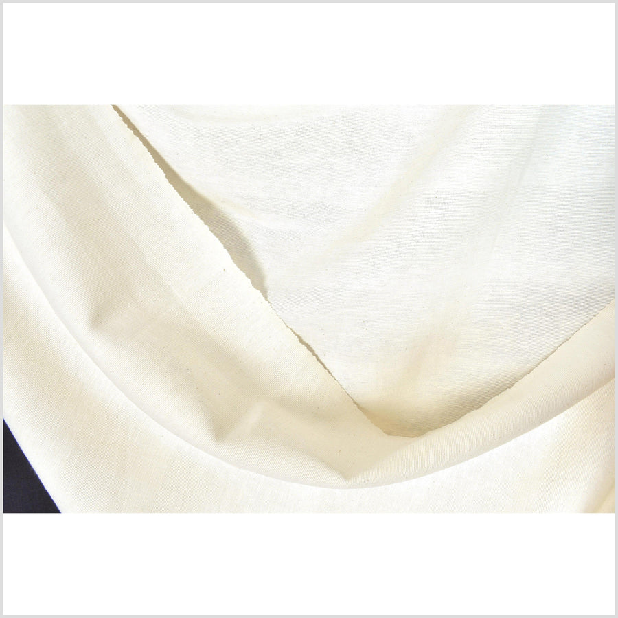 Super-soft, handwoven neutral off-white cotton fabric, light texture medium weight, natural Thailand craft cloth sewing supply PHA329-10