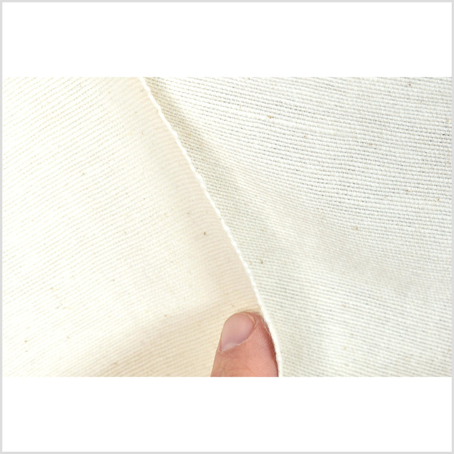 Super-soft, handwoven neutral off-white cotton fabric, light texture medium weight, natural Thailand craft cloth sewing supply PHA329