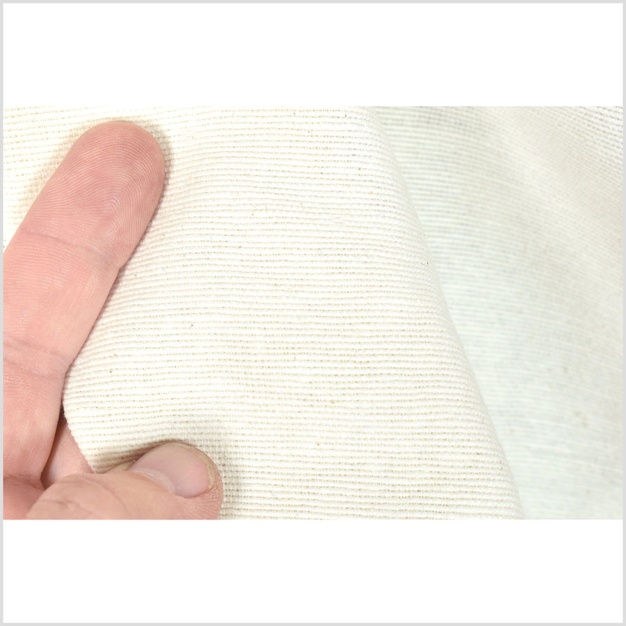 Super-soft, handwoven neutral off-white cotton fabric, light texture medium weight, natural Thailand craft cloth sewing supply PHA329
