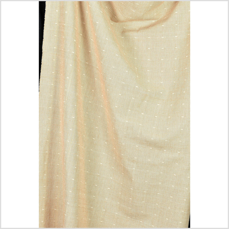 Super thick tan khaki ivory camel pure cotton fabric, check pattern, ribbed texture, heavy-weight, reversible, fabric by the yard, PHA202