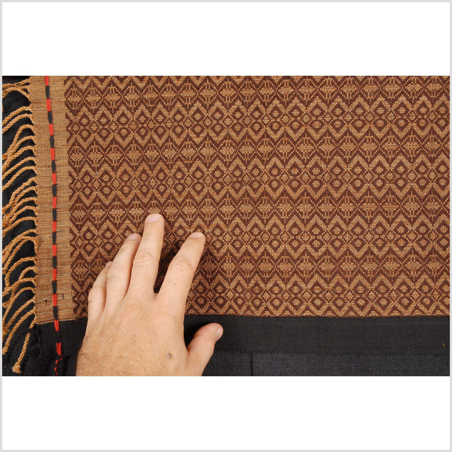 Tan Chin Naga tribal textile brown beige asian home decor boho fabric cotton hemp hand woven table placemat ethnic wall art tapestry 18 NV39