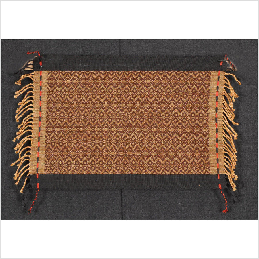 Tan Chin Naga tribal textile brown beige asian home decor boho fabric cotton hemp hand woven table placemat ethnic wall art tapestry 18 NV39