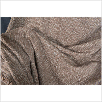 Tan, khaki, mocha, brown, kinky stretch cotton, loose weave crochet effect, neutral black fabric, sold by the yard, PHA227