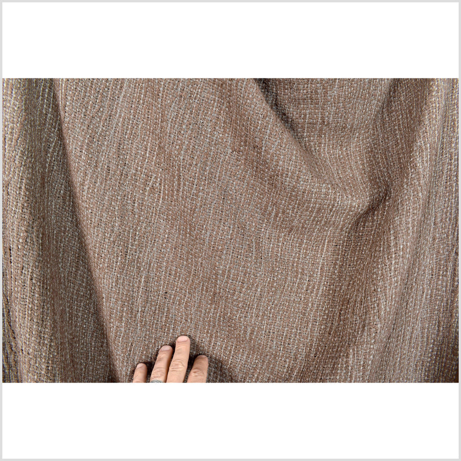 Tan, khaki, mocha, brown, kinky stretch cotton, loose weave crochet effect, neutral brown fabric, sold by the yard, PHA227