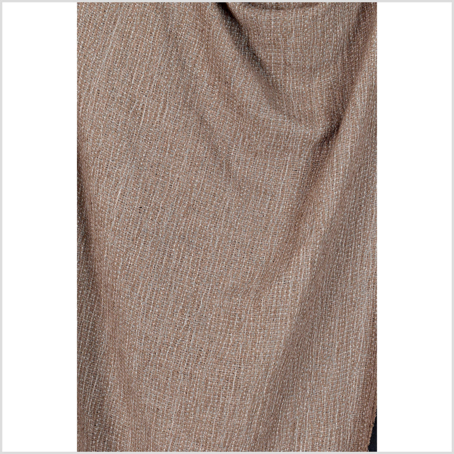 Tan, khaki, mocha, brown, kinky stretch cotton, loose weave crochet effect, neutral brown fabric, sold by the yard, PHA227