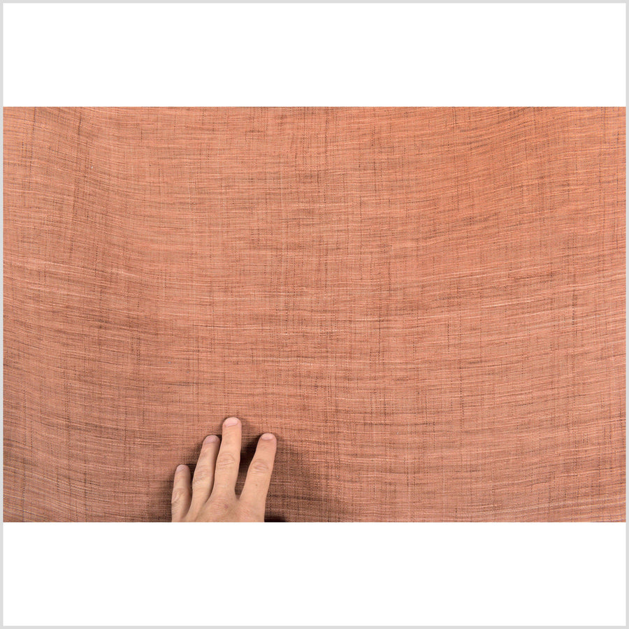 Textured handwoven, rust brown orange,100% cotton natural dye fabric, medium-weight, per yard PHA159