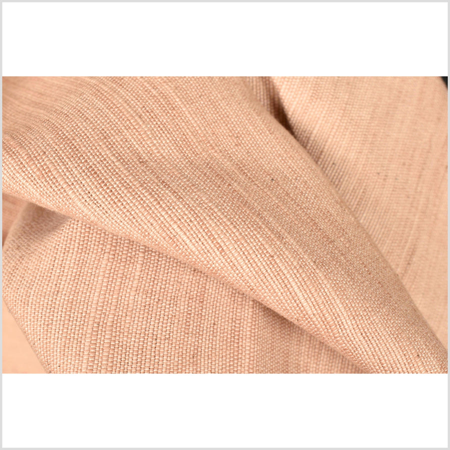 Textured, handwoven rustic cotton fabric, nude warm blush color, incredible soft handfeel, Thailand craft supply, fabric by the yard PHA301