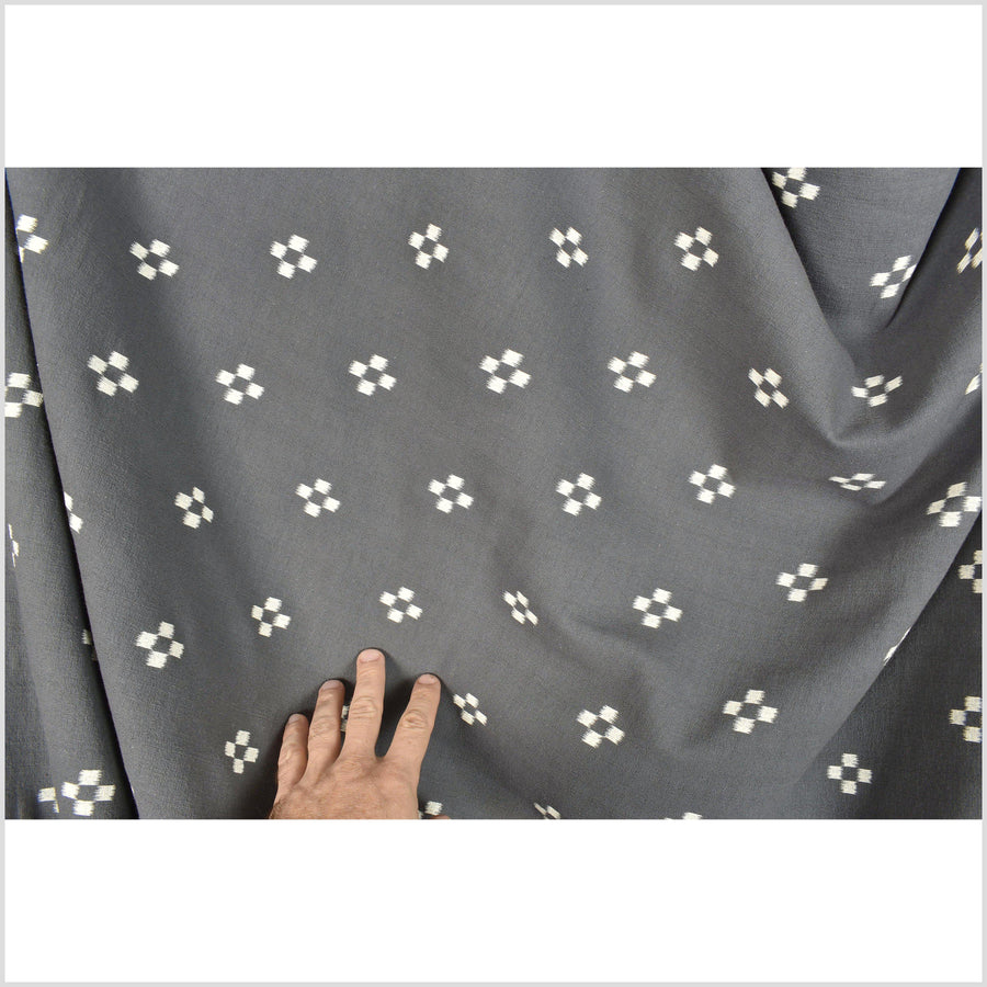 Textured woven neutral gray cotton, warm white check cross pattern, washed, soft and airy, by the yard PHA209