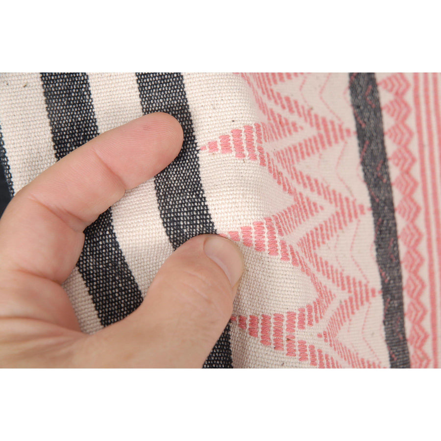 Tribal Naga blanket vintage cream neutral white pink tapestry ethnic handwoven cotton fabric supply Hmong fabric boho India textile CC70