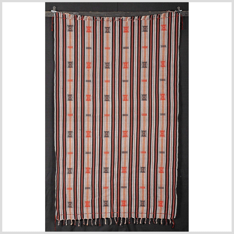 Tribal ethnic blanket Boho fabric gray black orange Naga tribal home decor handwoven cotton throw stripe boho tapestry India textile 20 MS9