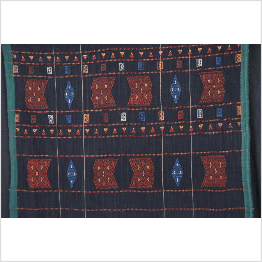 Tribal home decor ethnic Naga blanket black brown green orange blue handwoven cotton throw India tapestry NM7