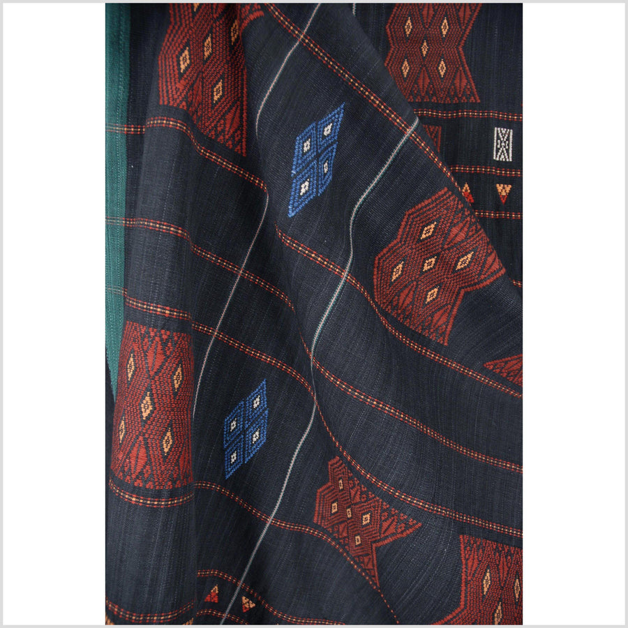 Tribal home decor ethnic Naga blanket black brown green orange blue handwoven cotton throw India tapestry NM7