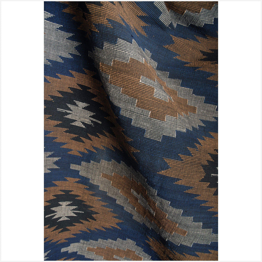 Tribal tapestry Laos Tai Lue textile neutral indigo blue brown handwoven ethnic boho table runner rug natural black dye ethnic decor 5 ET43