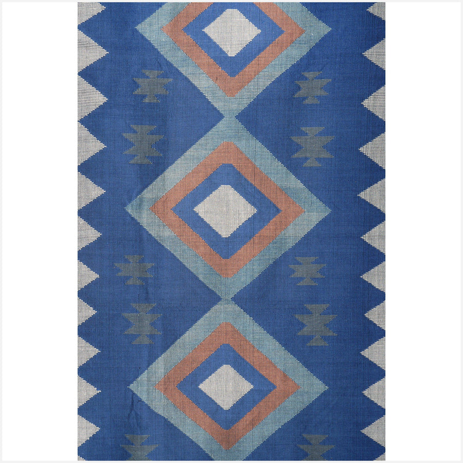 Tribal tapestry Laos Tai Lue textile neutral indigo blue handwoven ethnic boho table runner rug natural vegetable dye ethnic decor 16 MET28