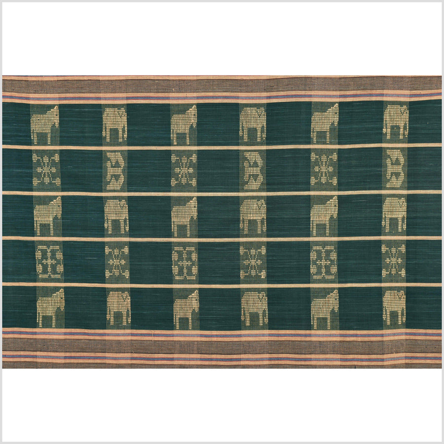 Tribal tapestry beige dark green animal textile Naga ethnic blanket tribal home decor handwoven cotton bed throw striped boho cotton fabric MM7