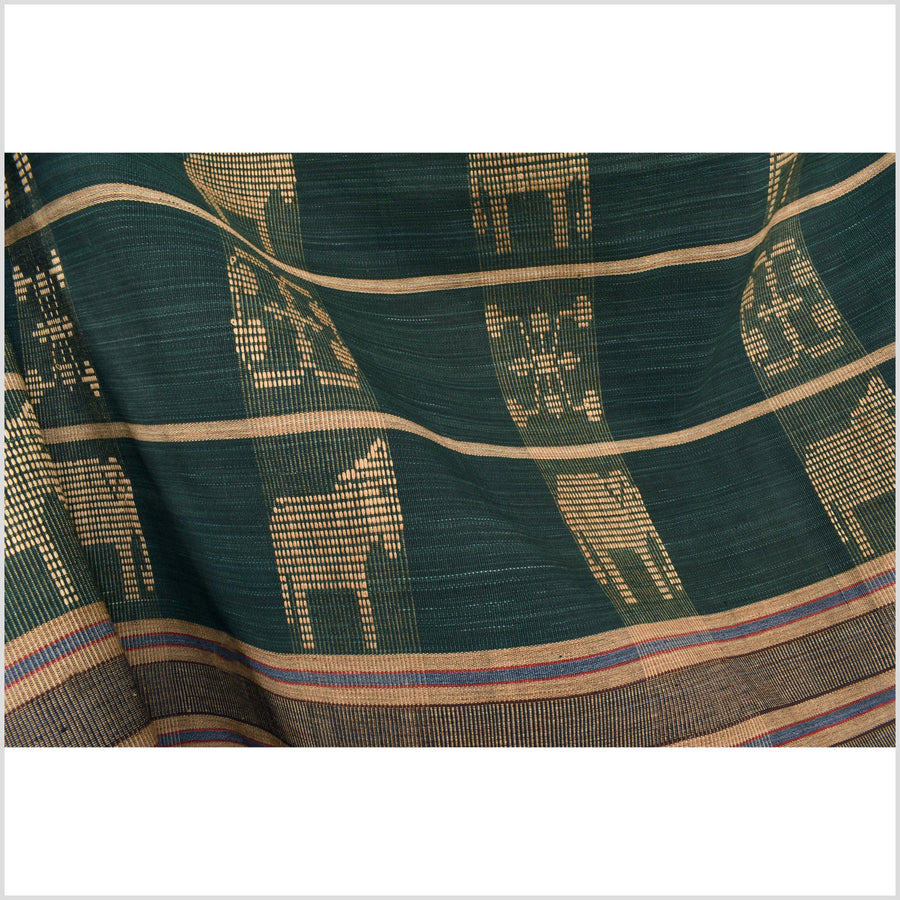 Tribal tapestry beige dark green animal textile Naga ethnic blanket tribal home decor handwoven cotton bed throw striped boho cotton fabric MM7
