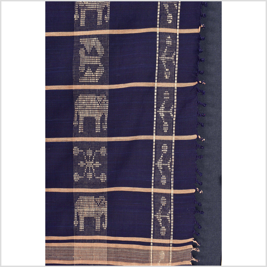 Tribal tapestry beige navy blue animal textile Naga ethnic blanket tribal home decor handwoven cotton bed throw striped boho cotton fabric MM8