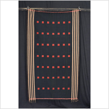 Tribal tapestry black red beige textile Naga ethnic blanket tribal home decor handwoven cotton bed throw striped boho cotton fabric MM3