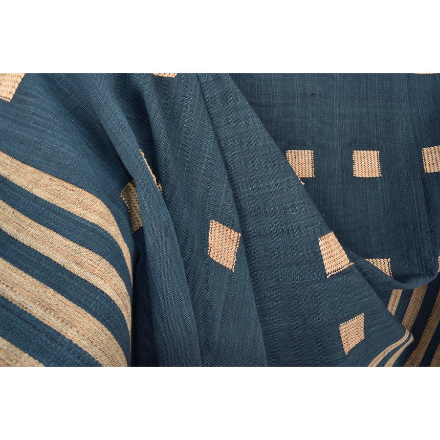 Tribal tapestry blue beige textile Naga ethnic blanket tribal home decor handwoven cotton bed throw striped boho cotton fabric NN82