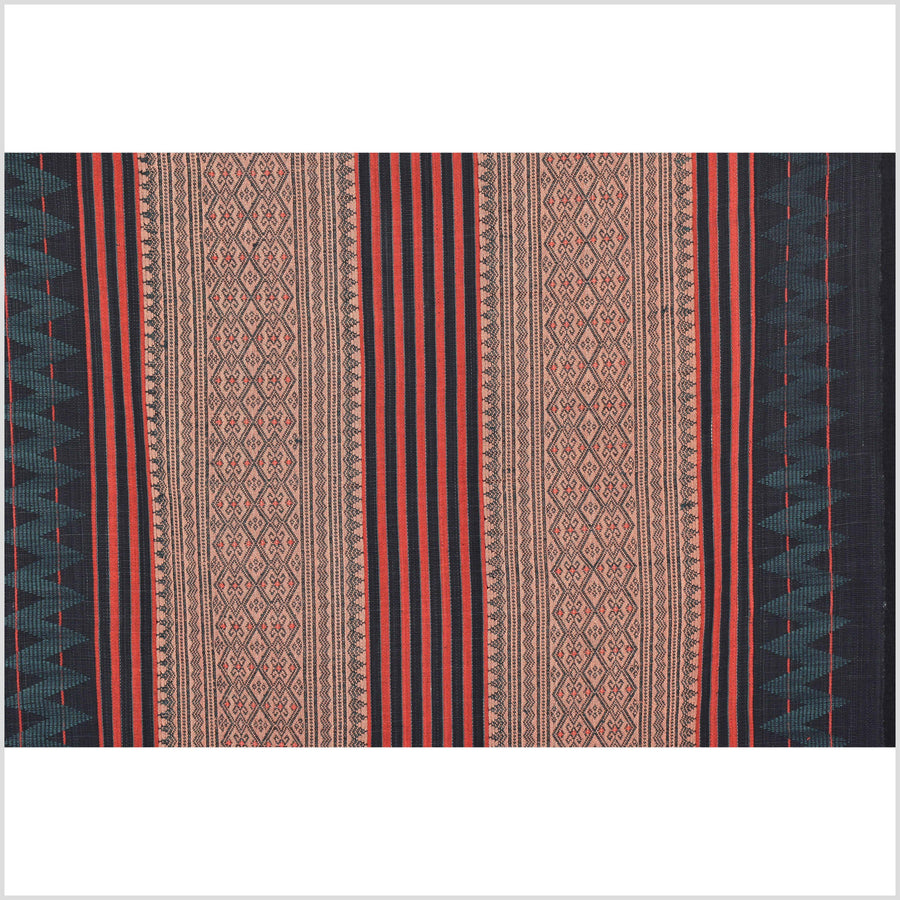 Tribal tapestry blush red black green textile Naga ethnic blanket tribal home decor handwoven cotton bed throw striped boho cotton fabric NN84