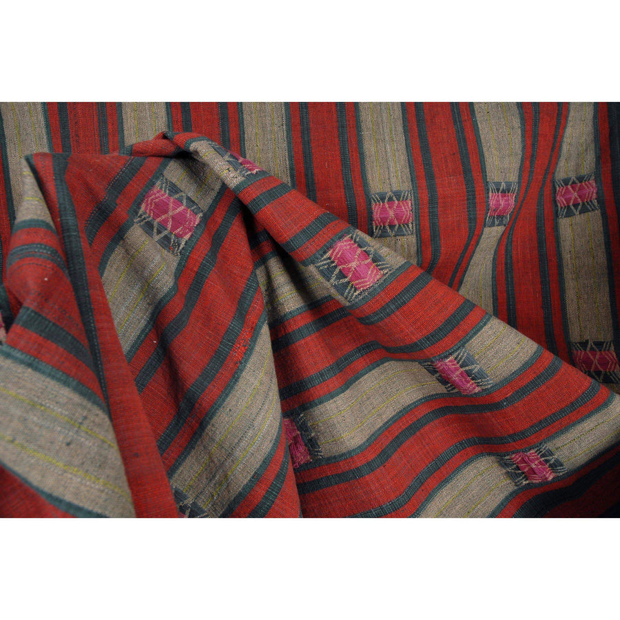 Tribal tapestry red beige blue pink textile Naga ethnic blanket tribal home decor handwoven cotton bed throw striped boho cotton fabric WE94