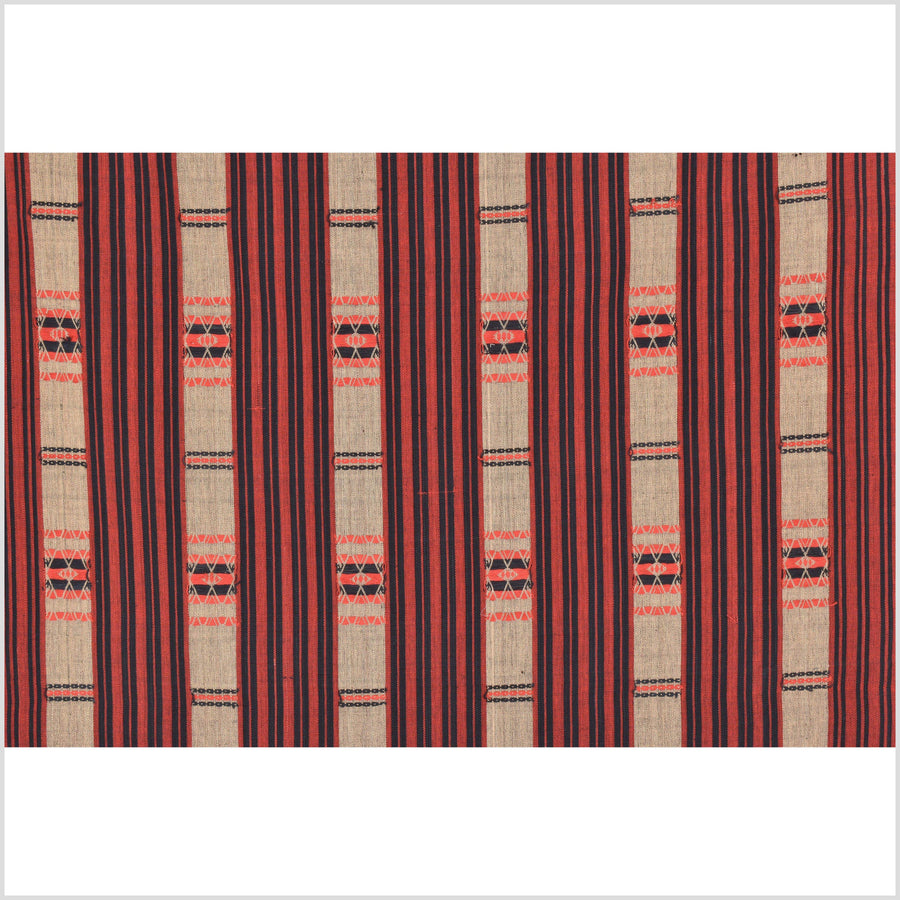 Tribal tapestry tan black red textile Naga ethnic blanket tribal home decor handwoven cotton bed throw striped boho cotton fabric NN86