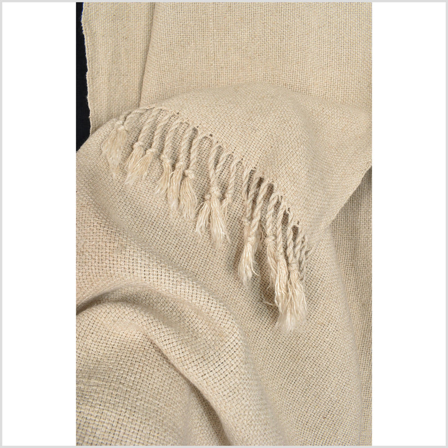 Unbleached 100% hemp neutral, natural, beige scarf, runner, fabric. Soft, silky, and pliable, it has been washed and perfumed MM47